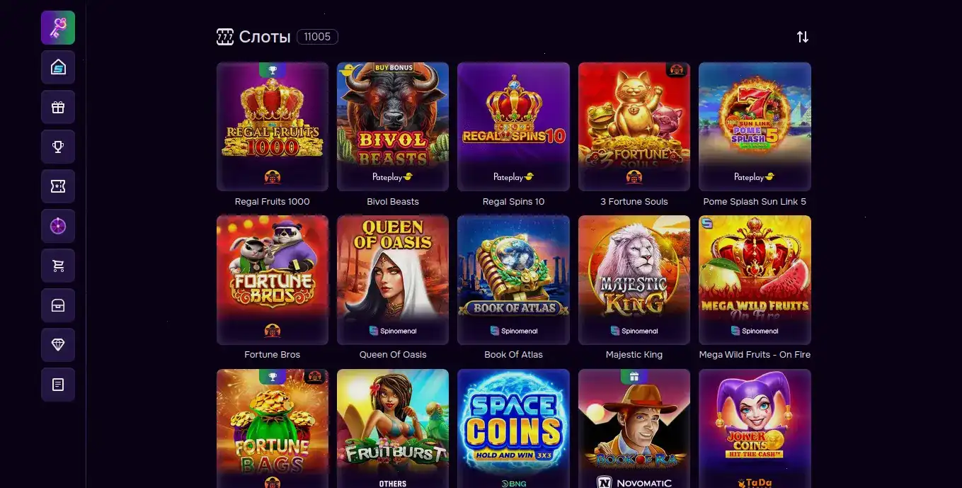 Интерфейс Play2x casino на десктопе